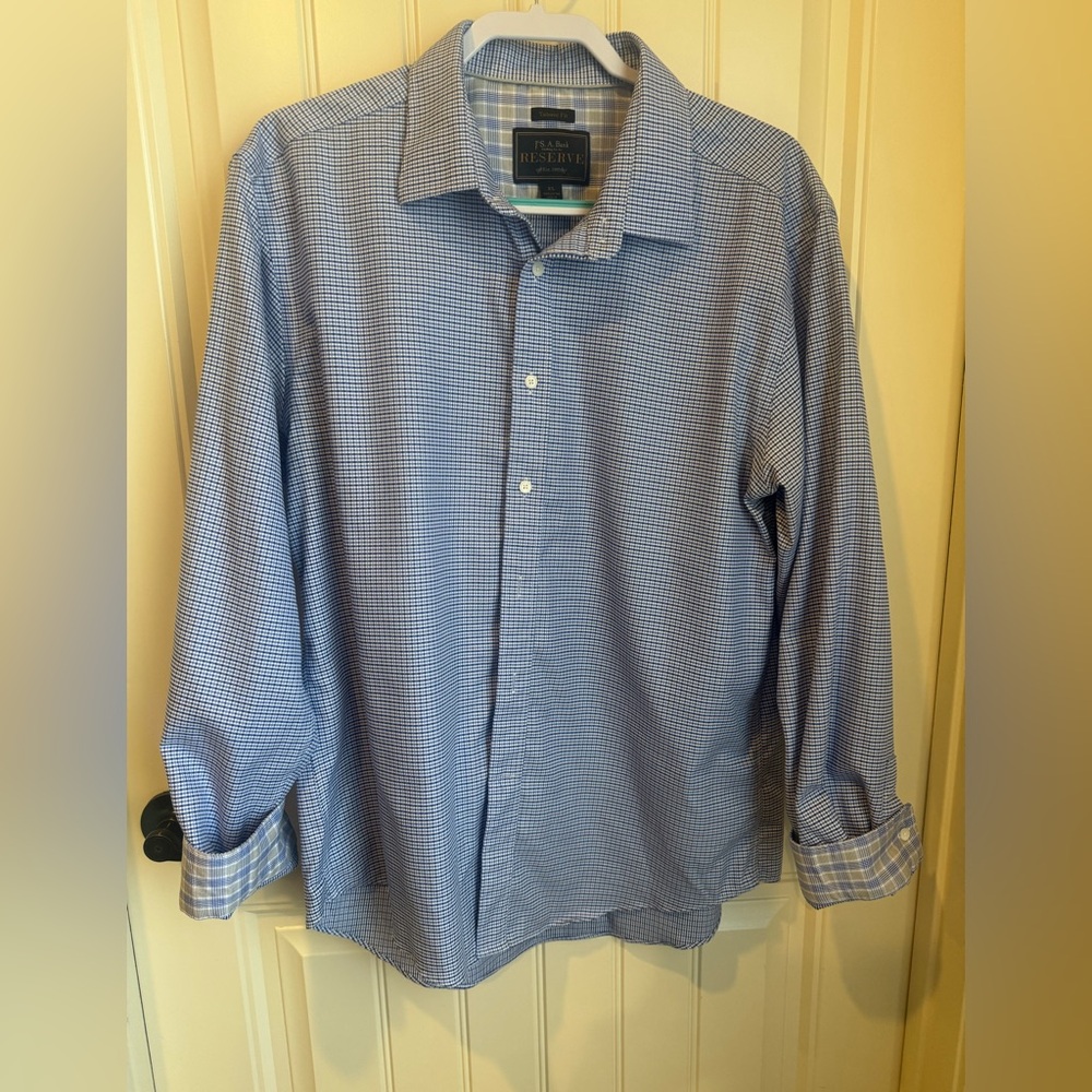 Jos A. Banks Reserve Men's Blue Checked Dress Shirt